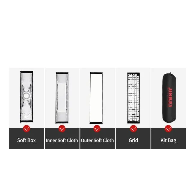 JINBEI KE-40x180cm Hızlı Açılan Strip softbox Gridli