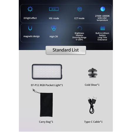JINBEI EF-P11 RGB Mini Mobil Led Video Işığı